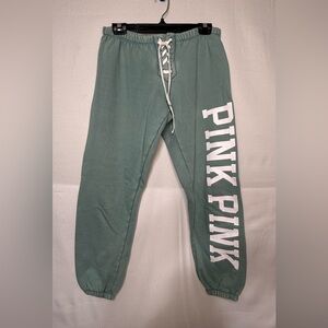 PINK Victoria's Secret Logo Joggers Sage Green